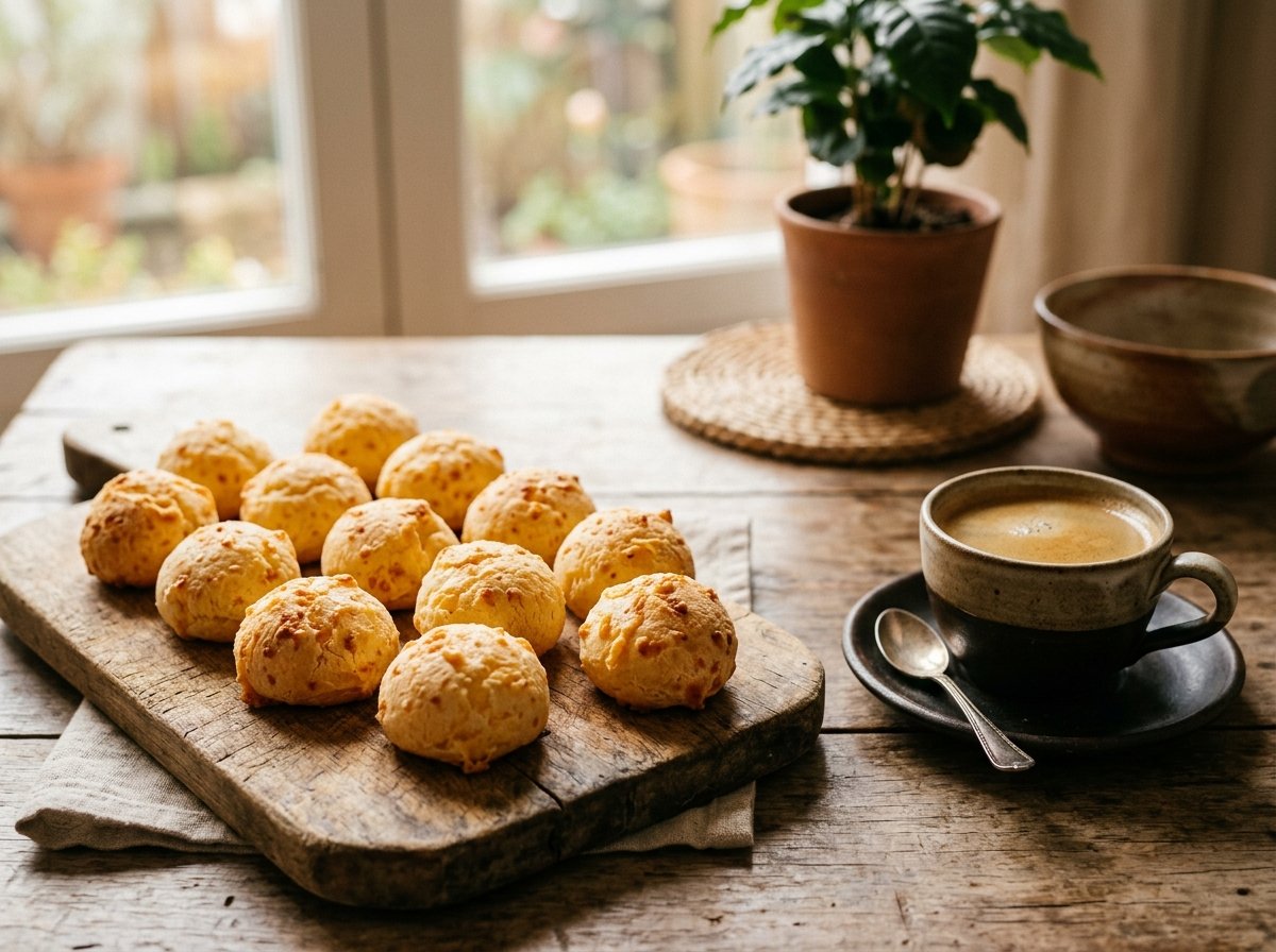Pão de queijo e café no Café Exato